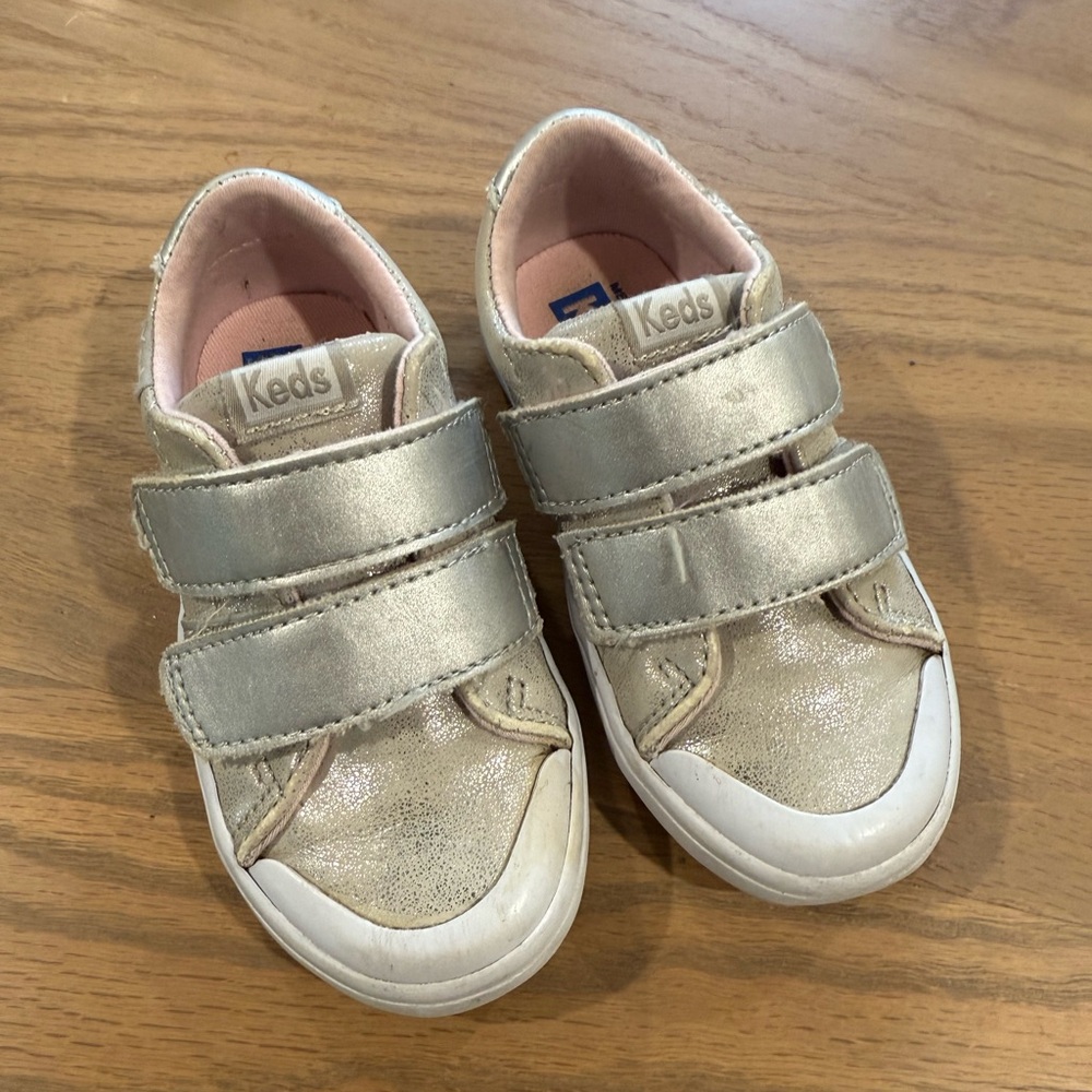 Keds Gold and Silver Sneakers with Velcro Straps